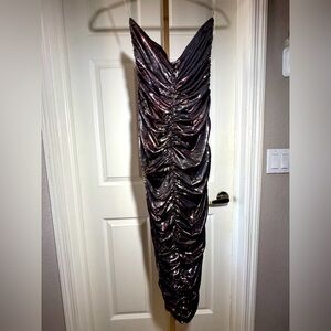 Bronze stretch body-con strapless dress Sz S